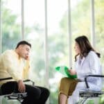 Person going through the intake process at a facility for hyperactive-impulsive type adhd