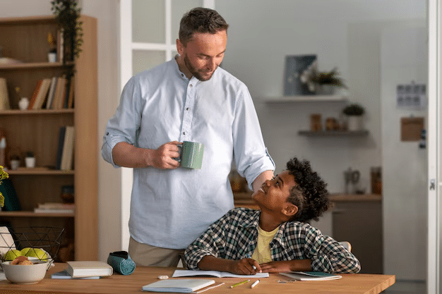 father talking to son about mental health