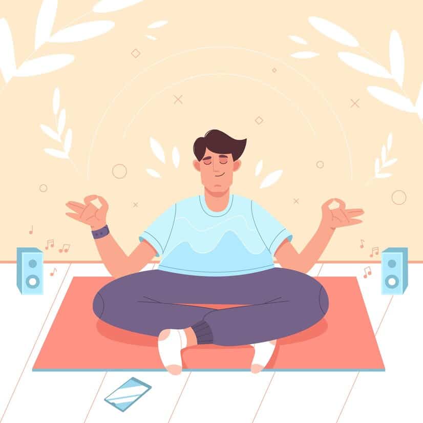 An illustration of a man meditating.