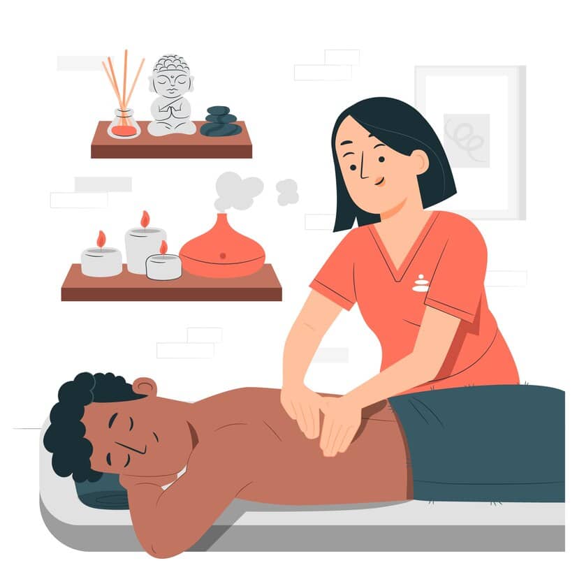 An illustration of a massage session. 