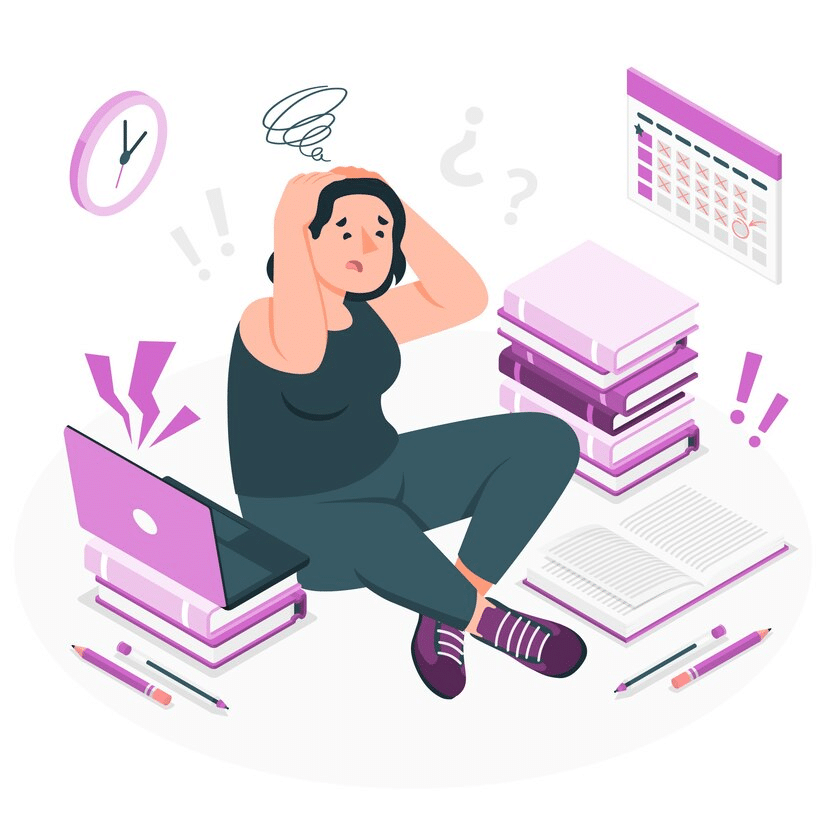 An illustration of a woman being stressed.