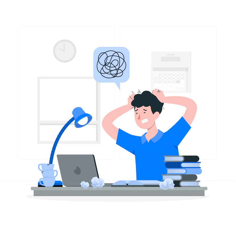 An illustration of a man stressed at work.