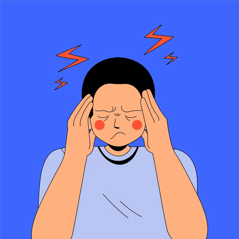 An Illustration showing a man having a headache.