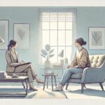 A therapist and patient in a therapy session.