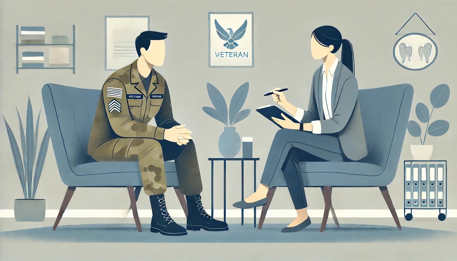 A veteran speaking with a therapist.