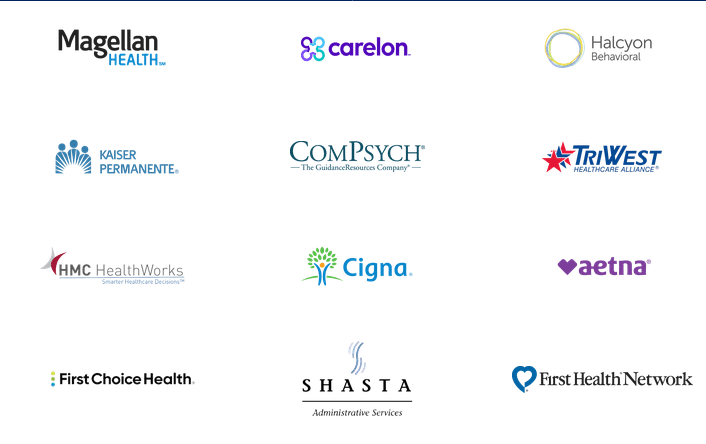 Logos of various insurance providers partnering with the facility.