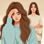 A person with their hand on their head while a friend offers support and guidance.
