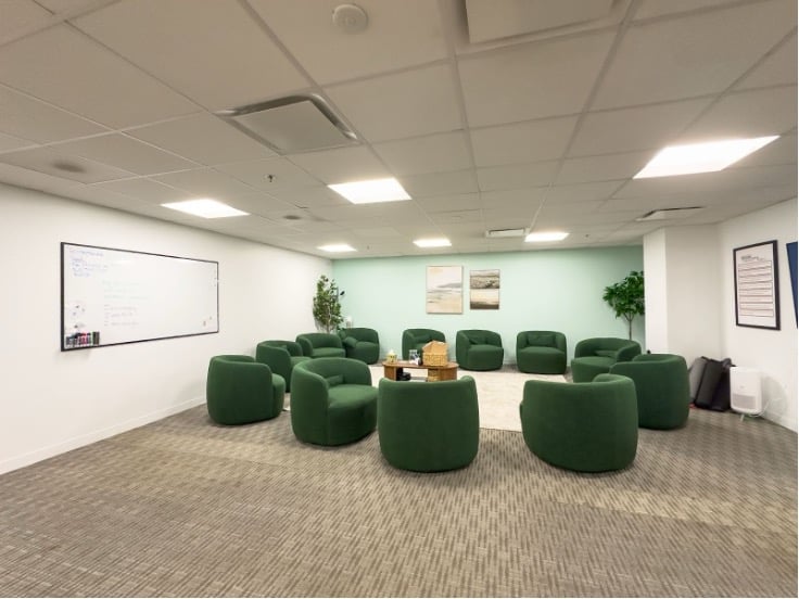 Modern AMFM group therapy room with circular arrangement