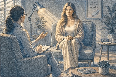 A therapist guiding a patient through EMDR.Â