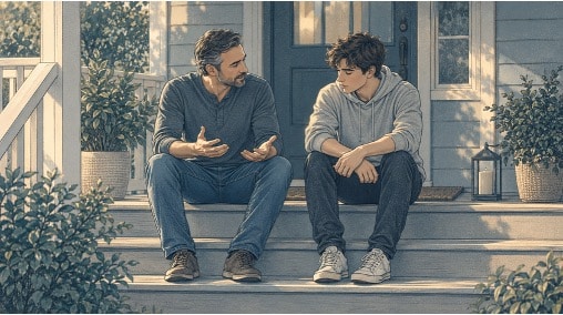 Father honestly explaining his limits around safety while supporting his young adult son through schizoaffective disorder symptoms