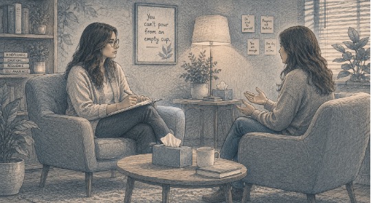 A therapist and patient in a therapy session.