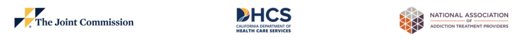 Logos of accrediting organizations showcasing certification and high standards in mental health care.