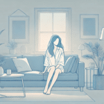 illustration of a young woman on the couch, wondering if she is experiencing adhd vs laziness