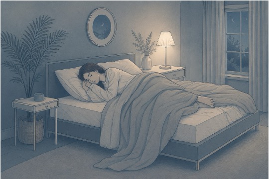A woman lying in bed, struggling with complex PTSD 
