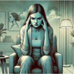An illustration of a woman experiencing mood swings.