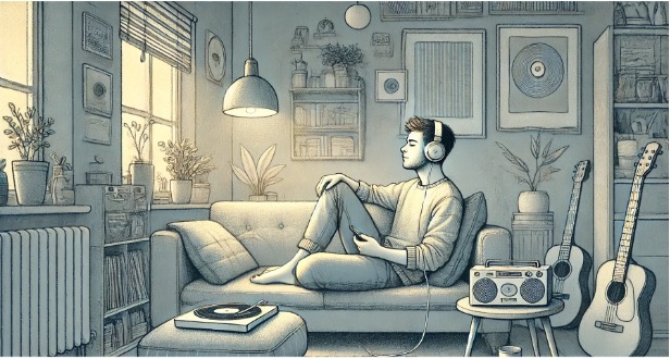 A man listening to music 