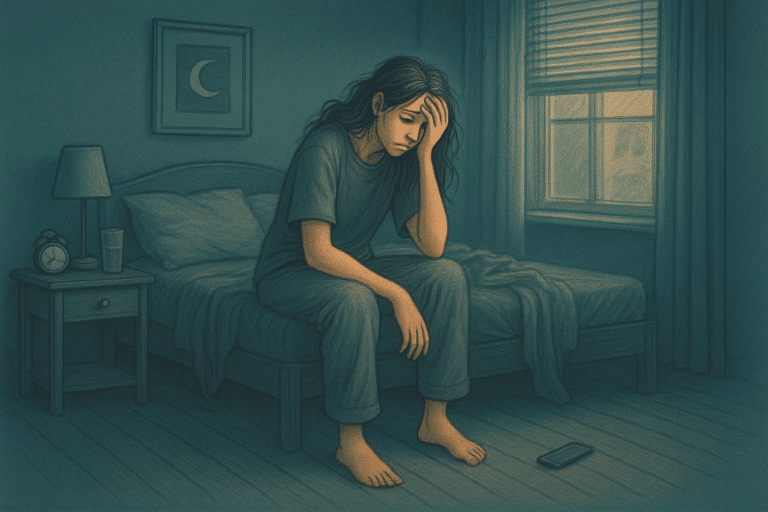 Illustration of a person sleep deprived