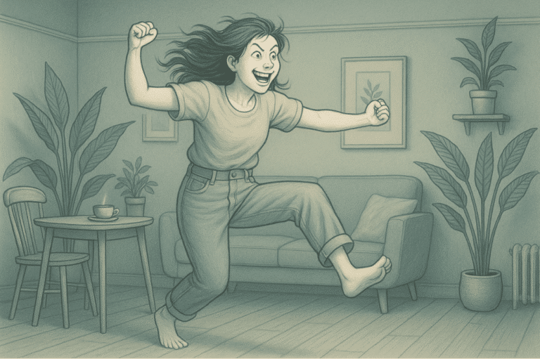 Illustration of a woman experiencing a manic episode