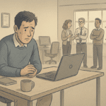 Illustration of a man being isolated at work because of a mental disorder | AMFM Treatment