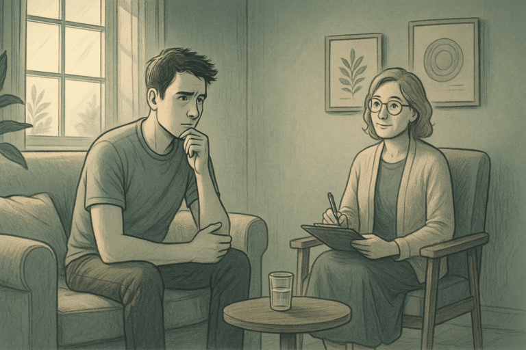 Illustration of a man in therapy