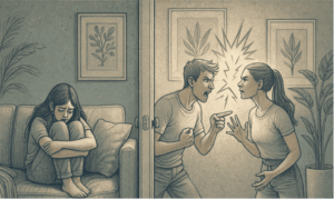 An illustration showing two contrasting figures; one representing social withdrawal and another representing interpersonal conflict, highlighting the different ways these conditions manifest