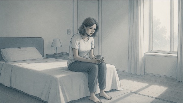 Woman going through the depressive phase of her bipolar condition