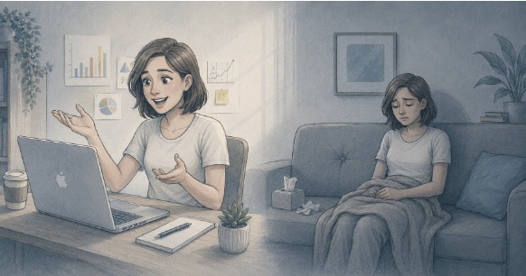 Woman with bipolar II who experiences both hypomanic and depressive episodes