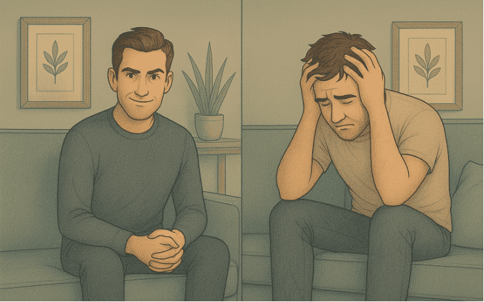 Comparison showing narcissistic confidence versus bipolar mood episode distress in understanding NPD and bipolar disorder differences