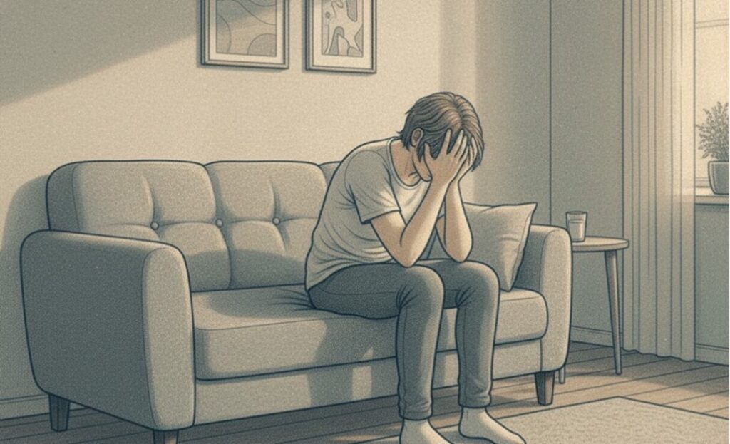 Man sits alone head in hands | AMFM Treatment