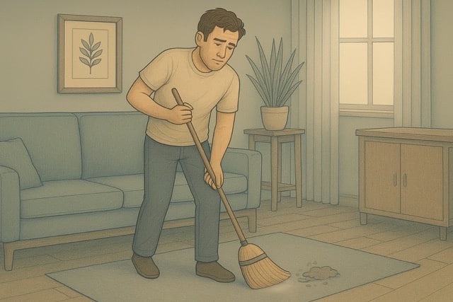 Man practicing self-soothing through structured daily activities while living independently with BPD