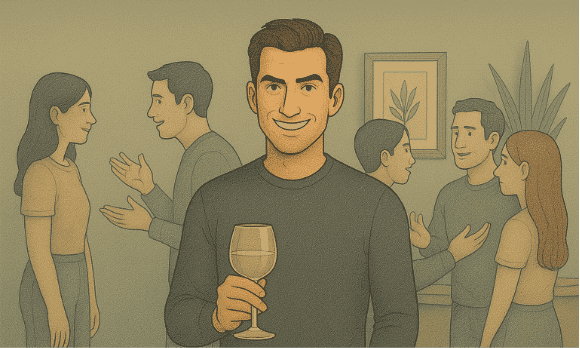 Person displaying grandiose social confidence characteristic of narcissistic personality disorder behaviors