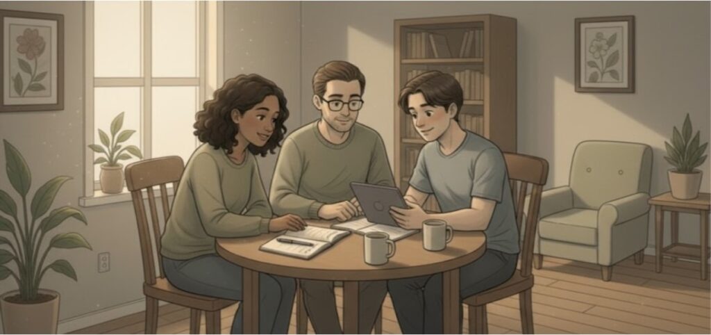 Support group or therapy session providing compassionate understanding for someone living with OCD.