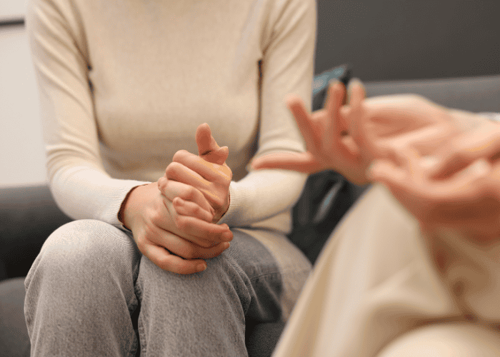 Woman in a therapy session due to the California CARE Court SB 27
