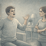 An illustration of a grown person throwing up their hands in frustration during a minor disagreement.
