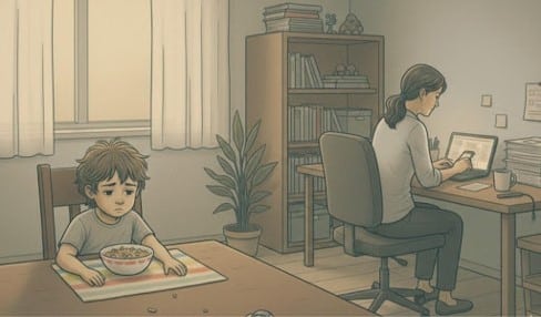 Child ignored by parent, representing the family neglect often associated with ASPD.