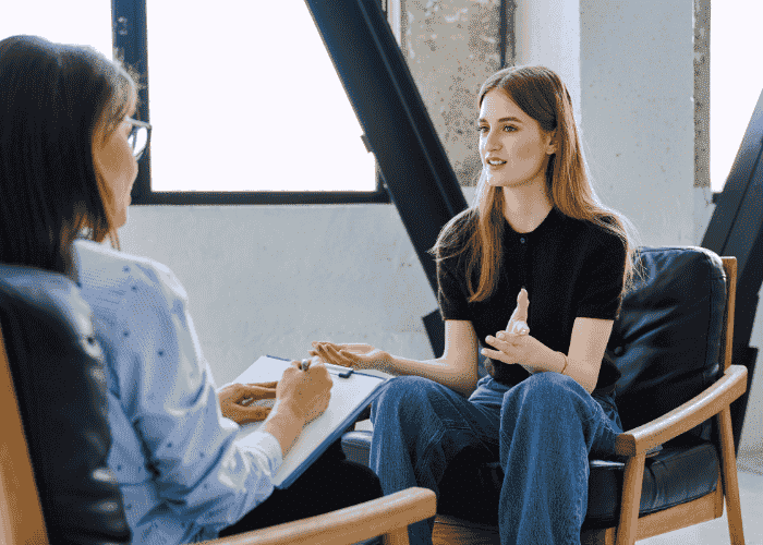 Woman in therapy getting support for co-occurring disorders