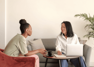 Woman in therapy forming therapeutic relationship