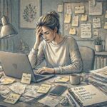 An adult with ADHD struggling to focus on work due to environmental distractions and overwhelm.