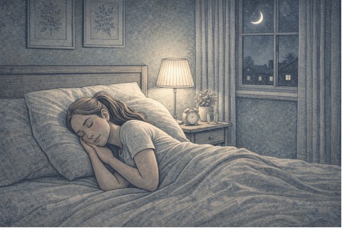 Person sleeping peacefully, representing the relief and improved rest that comes from managing sleep anxiety effectively.