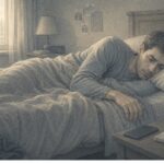 Man lying in bed due to depression fatigue