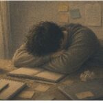 Man slumped on a table due to ADHD burnout