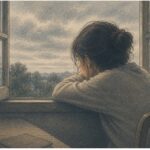 Woman staring out the window blankly as she deals with apathy from depression