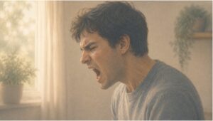 Man having an outburst due to depression and anger