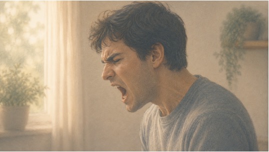 Man having an outburst due to depression and anger