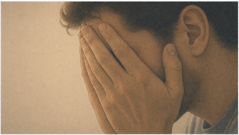 Man experiencing intense stress due to religious trauma