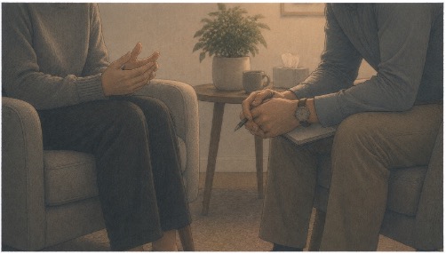 Man seeking professional help to cope with his trauma 