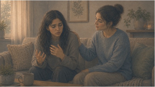 Woman seeking support from her friend 