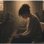 Woman sitting in a church pew, struggling with religion-related obsessions